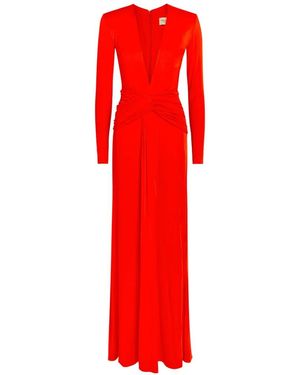 The Arrivals Twisted-Waist V-Neck Dress - Red