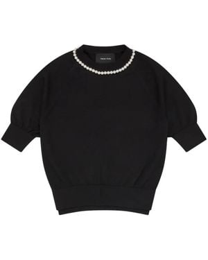 Simone Rocha Puffärmel-Pullover Mit Perlenverzierung - Schwarz