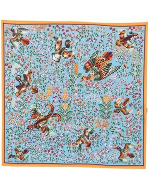 Inoui Edition Schal Mit Vogel-Print - Blau