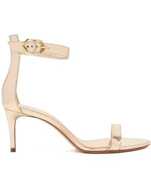 SCHUTZ SHOES 70Mm Gisela Metallic Leather Ankle-Strap Sandals - Natural