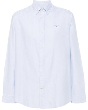 Barbour Logo-Embroidered Striped Shirt - White