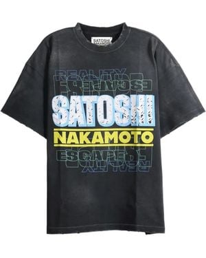 Satoshi Nakamoto Logo-Print Crew-Neck T-Shirt - Grey
