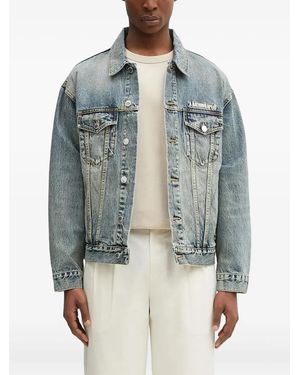 A Bathing Ape Logo-Embroidered Denim Jacket - Blue