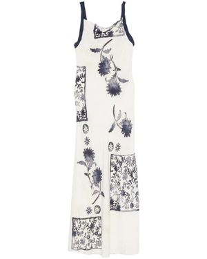 SIR. Floral-Print Cowl-Neck Maxi Dress - White