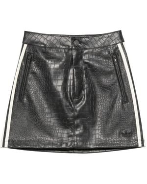 adidas Crocodile-Effect Stripe-Detail Mini Skirt - Black