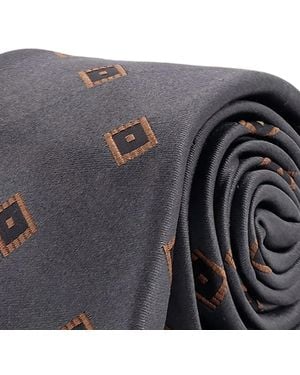 Kiton Diamond-Pattern Tie - Grey