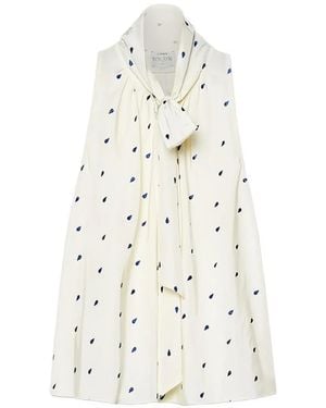 forte_forte Tie-Detail Teardrop-Print Top - White