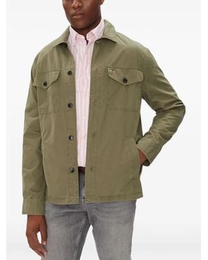 Tommy Hilfiger Button-Up Logo-Patch Jacket - Green