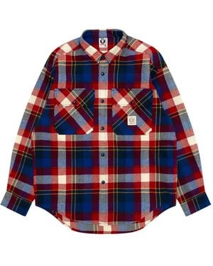 Aape By A Bathing Ape Hooded Plaid Shirt - Blue