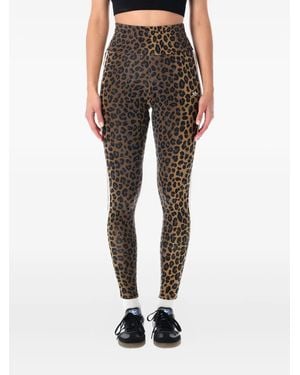 adidas Leopard-Print Stripe Leggings - Black