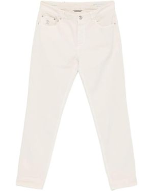 Brunello Cucinelli Logo-Embroidered Jeans - White