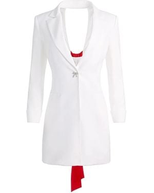 Alice + Olivia Shawn Bow Blazer Mini Dress - White