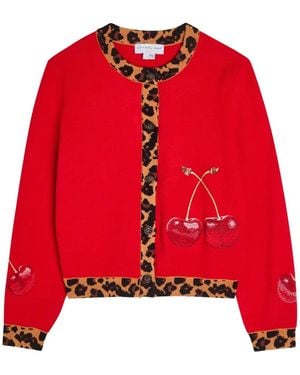 Never Fully Dressed Cherry Leopard Cardigan - Red