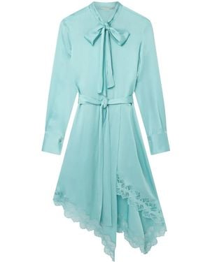 Stella McCartney Double Satin Lace-Trim Dress - Blue