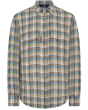 DSquared² Kariertes Leinenhemd - Blau