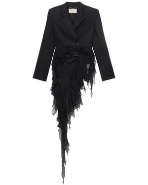 Blumarine Single-Breasted Asymmetric-Hem Blazer - Black
