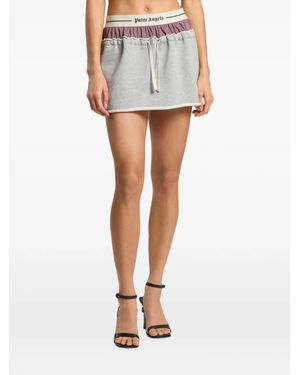Palm Angels Falda De Dos Capas Con Logo Clásico - Gris