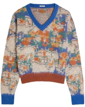 Mother The Crop Varsity Pullover Mit V-Ausschnitt - Blau