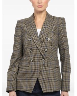 Veronica Beard Miller Dickey Double-Breasted Check Blazer - Grey