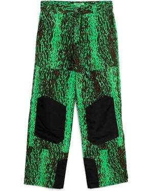 Stain Shade Leopard-Print Pants - Green