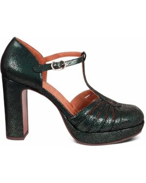 Chie Mihara Uyelo Crackle-Effect T-Bar Court Shoes - Black