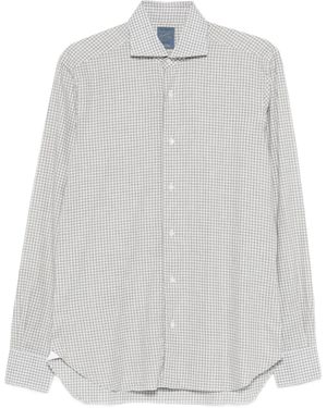 Barba Napoli Camisa a cuadros gingham - Blanco