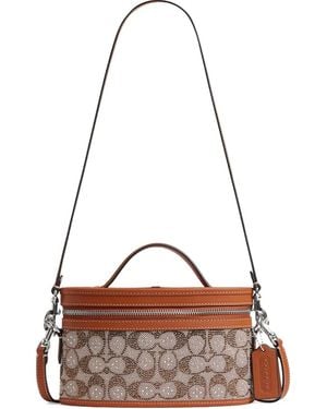 COACH Monogram Top Handle Satchel - Brown