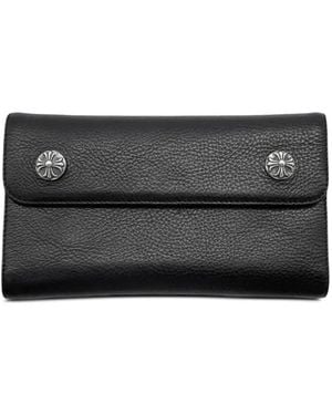 Chrome Hearts Cross Ball Grained-Leather Wallet - Black
