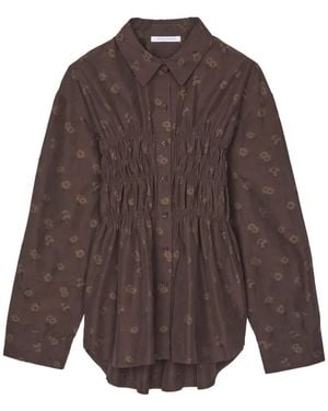 Cecilie Bahnsen Camisa Cbbraxton Fruncida Con Motivo Floral En Jacquard - Marrón