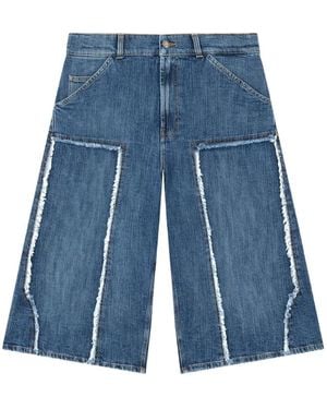 Palm Angels Jeans-Skatershorts Mit Logo - Blau