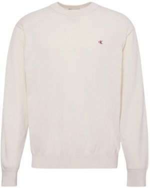 Calvin Klein Logo-Detail Crew-Neck Jumper - White