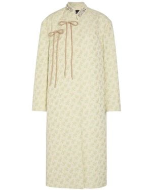 Simone Rocha Abrigo Con Estampado Floral - Blanco