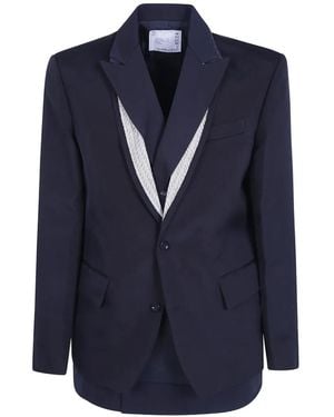 Sacai Layered Silk Blazer - Blue