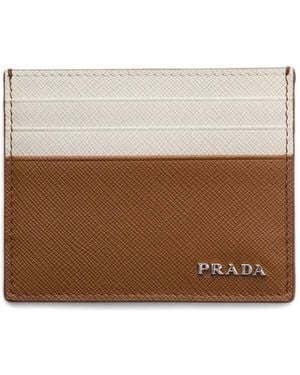 Prada Saffiano Leather Card Holder - Brown