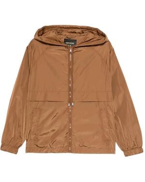 Semicouture Zip-Up Hooded Jacket - Brown
