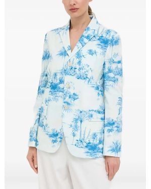 RED Valentino Buttoned Printed Blazer - Blue