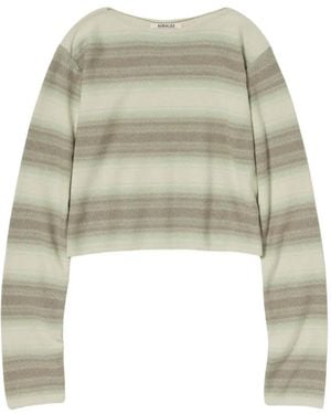 AURALEE Gestreifter Pullover - Weiß