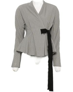 Alberta Ferretti Prince Of Wales Check Wrap Jacket - Grey