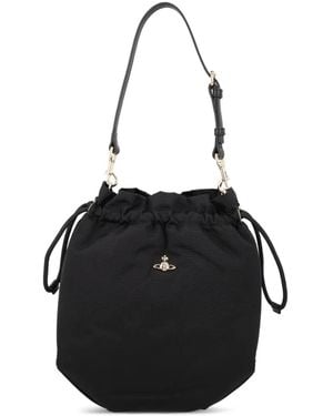 Vivienne Westwood Drawstring Orb-Motif Shoulder Bag - Black