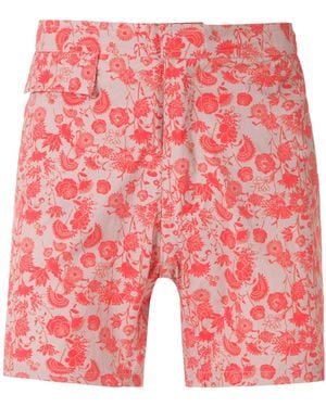Amir Slama Floral Tactel Shorts - Red