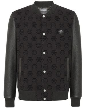 Philipp Plein Veste Bomber Varsity Monogram - Noir