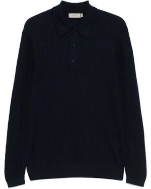 Canali Knitted Polo Shirt - Blue
