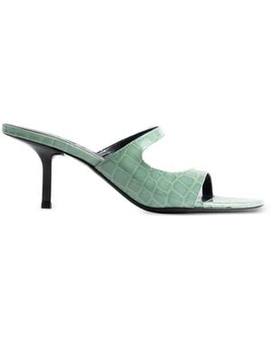 BY FAR Serena Crocodile-Effect Sandals - Green