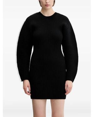 Sportmax Geripptes Kleid mit Einsätzen - Schwarz