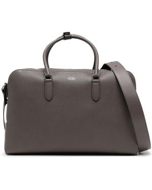 Smythson Soft Travel Leather Bag - Grey