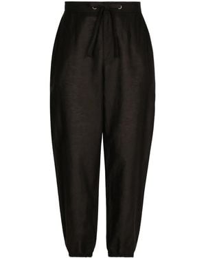 Dolce & Gabbana Logo-Patch Drawstring-Waist Trousers - Black
