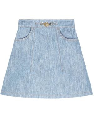 Patou Pocketed Mini A-Line Skirt - Blue