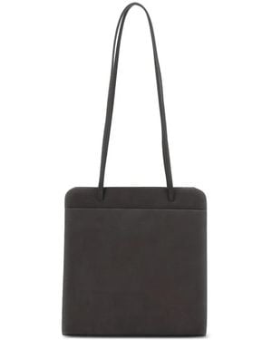 Faune Lisse Leather Shoulder Bag - Black