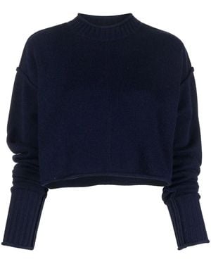 Sportmax Ribbed-Knit Cropped Jumper - Blue