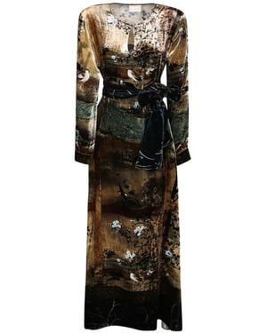 Pierre Louis Mascia Kanpur Landscape-Print Maxi Dress - Black